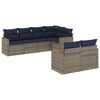 vidaXL 7-teiliges Gartensofa-Set mit Kissen, grau, Polyrattan