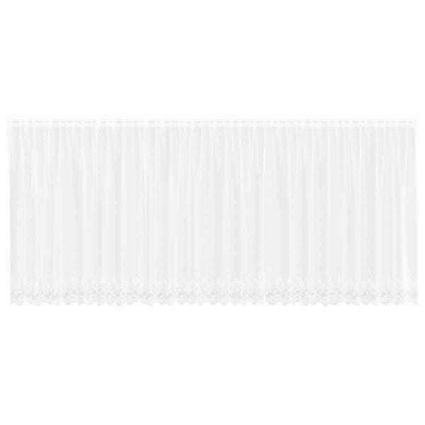 vidaXL Spitzenvorhang mit Vorh&auml;ngen Floral Wei&szlig; 180 x 600 cm Polyester