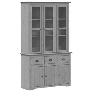 vidaXL Highboard BODO Grau 115,5x43x200,5 cm Massivholz Kiefer