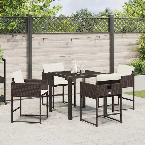 vidaXL Garten Essgruppe 5 pcs Braun Poly-Rattan