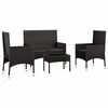 vidaXL 4-tlg. Garten-Lounge-Set mit Kissen Schwarz Poly Rattan