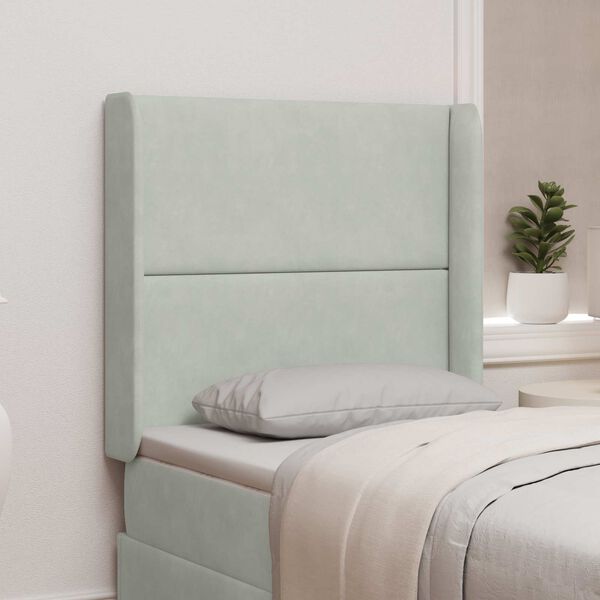 vidaXL Kopfteil Ohr Hellgrau 80 x 16 x 4 cm Samt