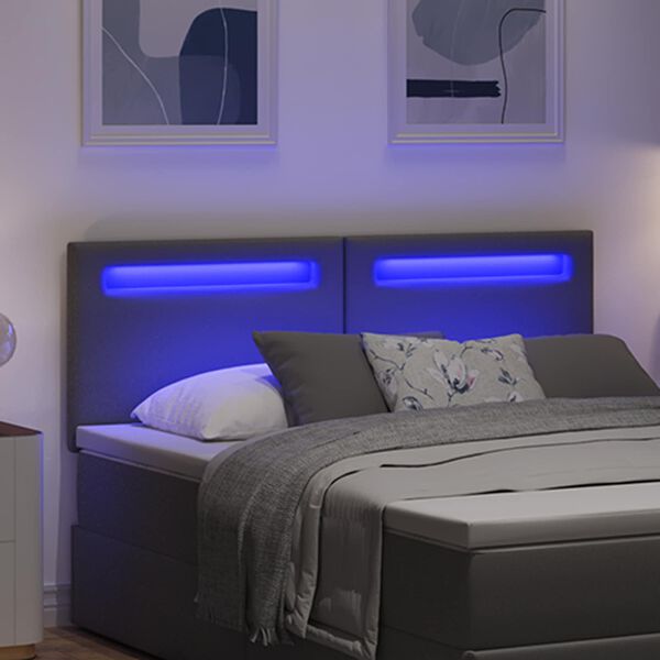 vidaXL LED Kopfteil Grau 160 cm Kunstleder
