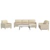 vidaXL 4-tlg. Sofagarnitur mit Fußhocker Creme Stoff