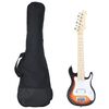 vidaXL E-Gitarre f&uuml;r Kinder mit Tasche Braun und Wei&szlig; 3/4 30"