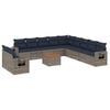 vidaXL 12-teiliges Gartensofa-Set mit Kissen, grau, Polyrattan