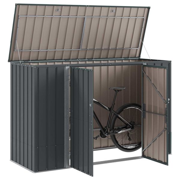 vidaXL Gartenlagerbox Schwarz 214 x 82 x 132 cm Stahl