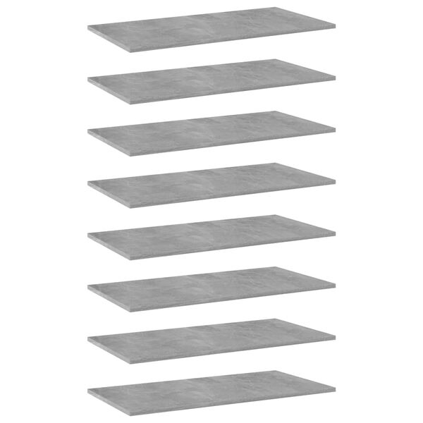 vidaXL B&uuml;cherregal-Bretter 8 Stk. Betongrau 80x40x1,5 cm Holzwerkstoff