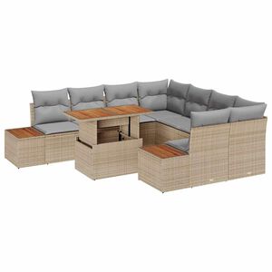vidaXL Garten Essgruppe mit Kissen 9 pcs Beige und Grau