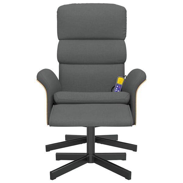 vidaXL Massagesessel mit Fu&szlig;hocker Dunkelgrau Stoff