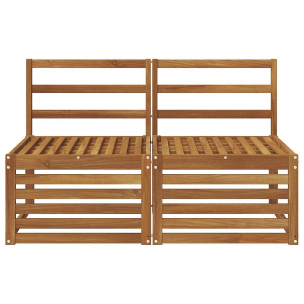 vidaXL 2er-Set Outdoor-Mittelsofa Massives Akazienholz Natur