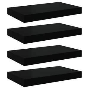 vidaXL Schweberegale 4 Stk. Hochglanz-Schwarz 40x23,5x3,8 cm MDF