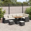 vidaXL Garten-Sofa-Set mit Kissen mit Speicher 9 pcs Schwarz und Creme