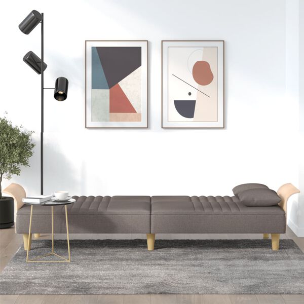 vidaXL Schlafsofa mit Armlehnen Taupe Stoff