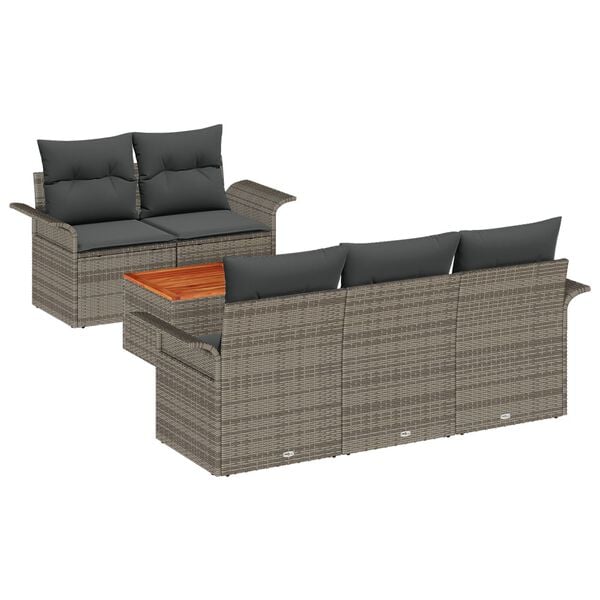 vidaXL Gartensofa-set mit Speicher 6 pcs Grau Poly-Rattan