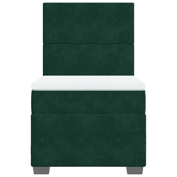 vidaXL Boxspringbett mit Matratze Dunkelgr&uuml;n 90x190 cm Samt