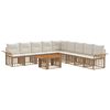 vidaXL Gartensofa-set 10 stk. Nat&uuml;rlich und Cremwei&szlig; Poly-Rattan