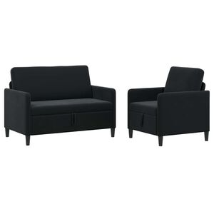 vidaXL Sofa Set mit Stauraum 2 stk. Schwarz Polyester