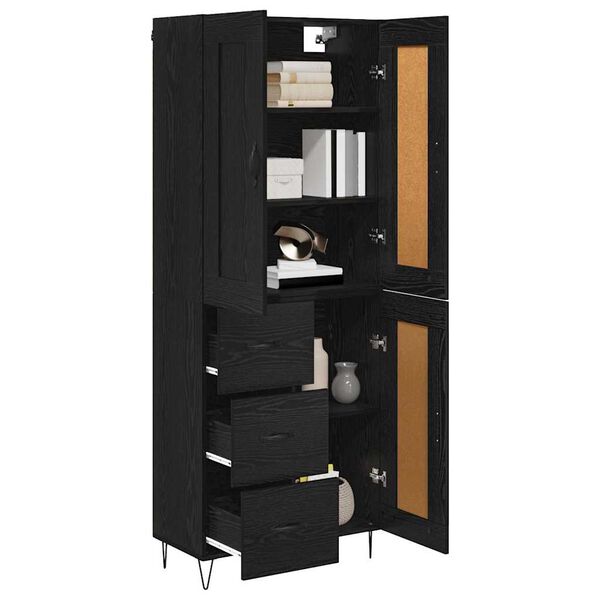 vidaXL Highboard Schwarz Eichen-Optik 69,5 x 34 x 180 cm Holzwerkstoff