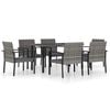 vidaXL 7-tlg. Garten-Essgruppe Poly Rattan Grau