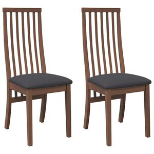 vidaXL Esszimmerst&uuml;hle mit Kissen 2 Stk. Braun Massivholz Gummibaum