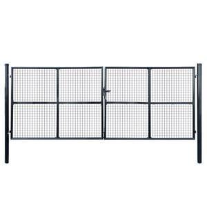vidaXL Maschen-Gartentor verzinkter Stahl 400 x 150 cm Grau