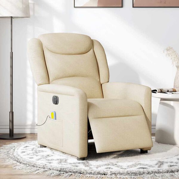 vidaXL Massagesessel Elektrisch Creme Stoff