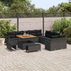 vidaXL Garten-Sofa-Set mit Kissen 13 pcs Schwarz Poly Rattan