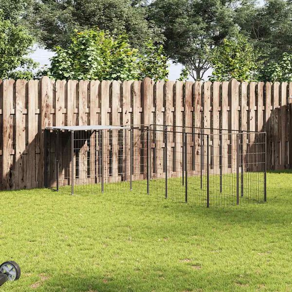 vidaXL Hundezwinger Schwarz 8,47 m&sup2; Stahl