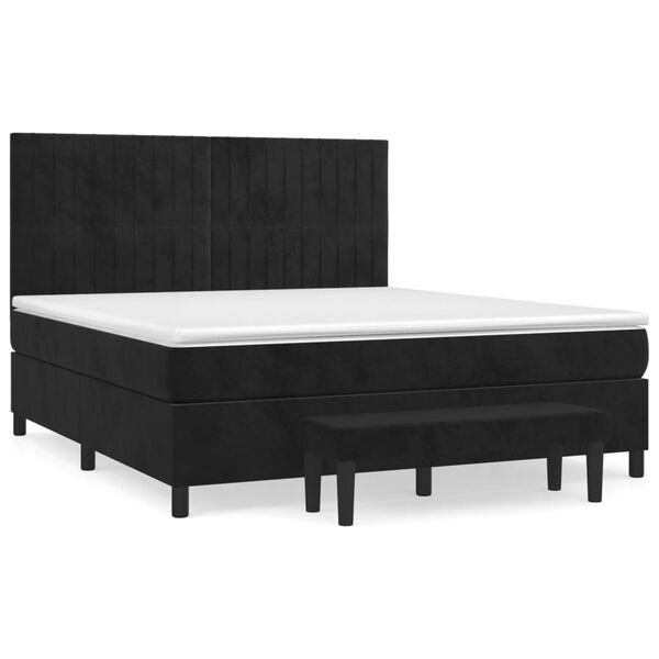 vidaXL Boxspringbett mit Matratze Schwarz 180x200 cm Samt