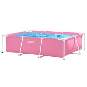 INTEX Metallrahmen Aufstellpool Rosa 220 x 150 x 60 cm Stahl und PVC
