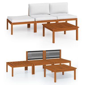 vidaXL 4-teiliges Garten-Lounge-Set mit Kissen Creme 63 x 63 cm