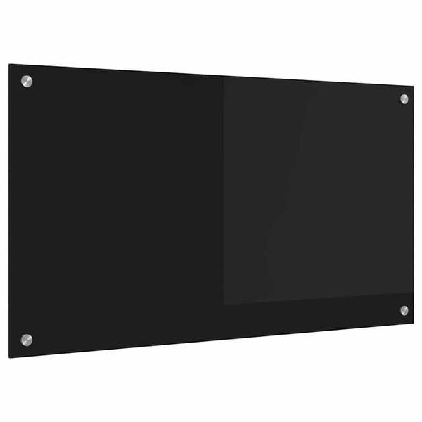 vidaXL K&uuml;chenr&uuml;ckwand Schwarz 90 x 50 cm Geh&auml;rtetes Glas