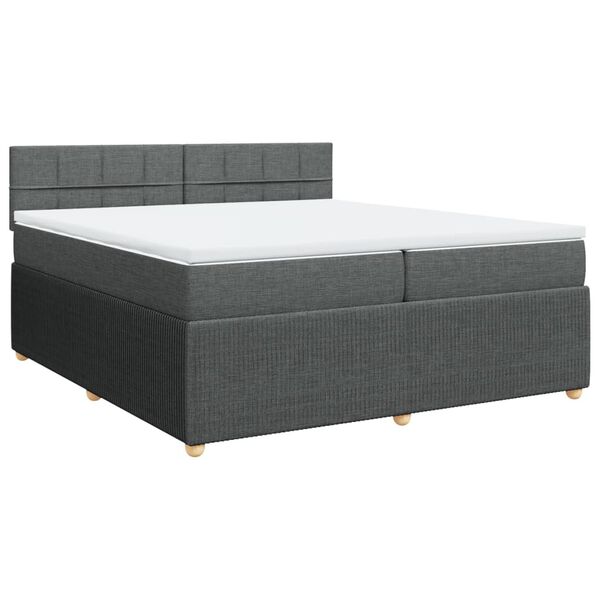vidaXL Boxspringbett mit Matratze Dunkelgrau 200x200 cm Stoff