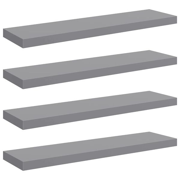 vidaXL Schwebende Wandregale 4 Stk. Grau 90x23,5x3,8cm MDF