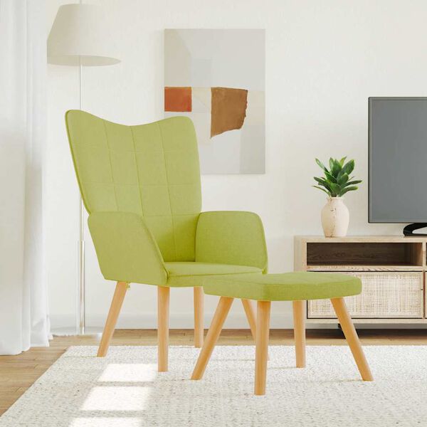 vidaXL Relaxsessel mit Hocker Gr&uuml;n Stoff