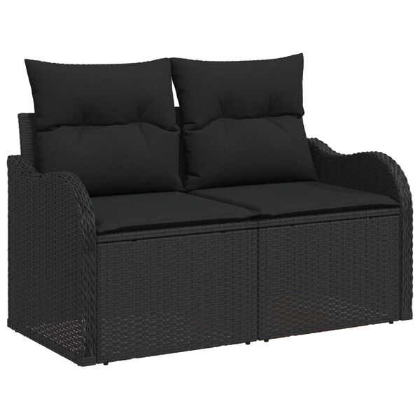 vidaXL Gartensofa-set mit Kissen mit Kissen 5 pcs Schwarz Poly Rattan