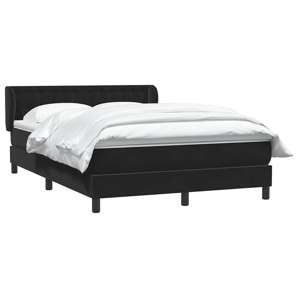 vidaXL Boxspringbett mit Matratze Schwarz 140x210 cm Samt