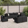 vidaXL 8-tlg. Garten-Lounge-Set mit Kissen Schwarz Poly Rattan