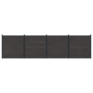vidaXL Zaunelement 4 pcs WPC und Aluminium Schwarz