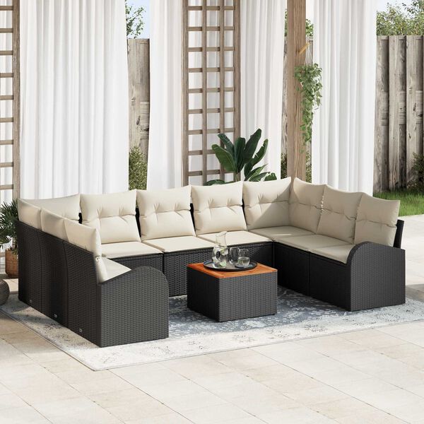 vidaXL Garten-Sofa-Set 10 pcs Schwarz und Wei&szlig;