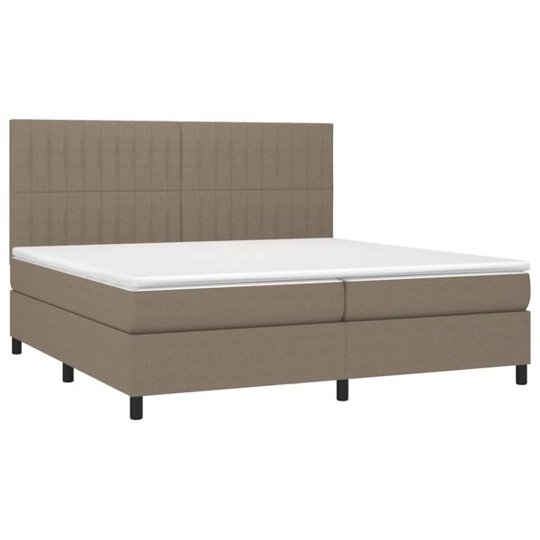vidaXL Boxspringbett mit Matratze & LED Taupe 200x200 cm Stoff