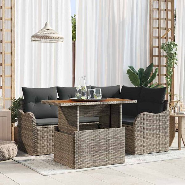 vidaXL Garten-Sofa-Set mit Kissen 5 pcs Grau