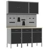 vidaXL Werkbank mit Speicher 8 stk. Schwarz Ingenieure Holz und Stahl