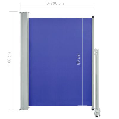 vidaXL Ausziehbare Seitenmarkise 100x300 cm Blau