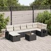 vidaXL 8-tlg. Garten-Sofagarnitur mit Kissen Schwarz Poly Rattan