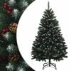 vidaXL K&uuml;nstlicher klappbarer Weihnachtsbaum 180 cm PVC Gr&uuml;n und Wei&szlig;