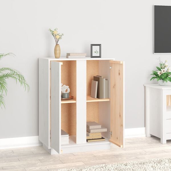 vidaXL Sideboard Weiß 60x35x80 cm Massivholz Kiefer