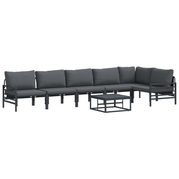 vidaXL Gartensofa-set mit Kissen 7 pcs Schwarz Stahl