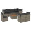vidaXL 9-tlg. Garten-Sofagarnitur mit Kissen Grau Poly Rattan